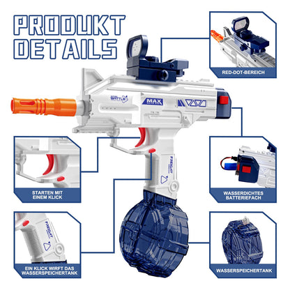 Maxee Electric Water Gun, Uzi-SMG Toy Water Guns, One-Button Automatic Water Sprayer for Kids Adults Summer Pool Party Beach Outdoor