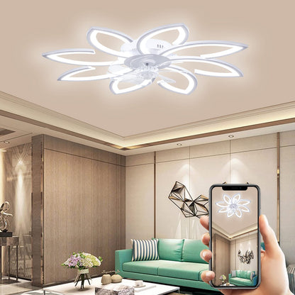 Wildcat Ceiling Fan with Light Quiet Modern LED with Remote Control Timer Flower Design Fan Ceiling Light for Bedroom Kitchen