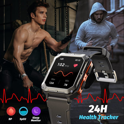 HOFIT smartwatch with phone function, birthday gift for men, men's fitness watch, IP68 waterproof sports watch, 123+ sports modes, fitness tracker smart watch for Android iOS.