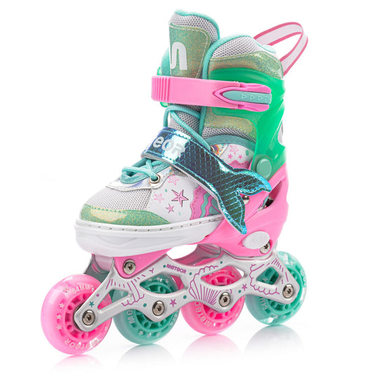meteor® Inline Skates 4in1 Children's Inline Skates Roller Skates Roller Blades Quad Skates Carbon Children's Adjustable Skate Big Wheels