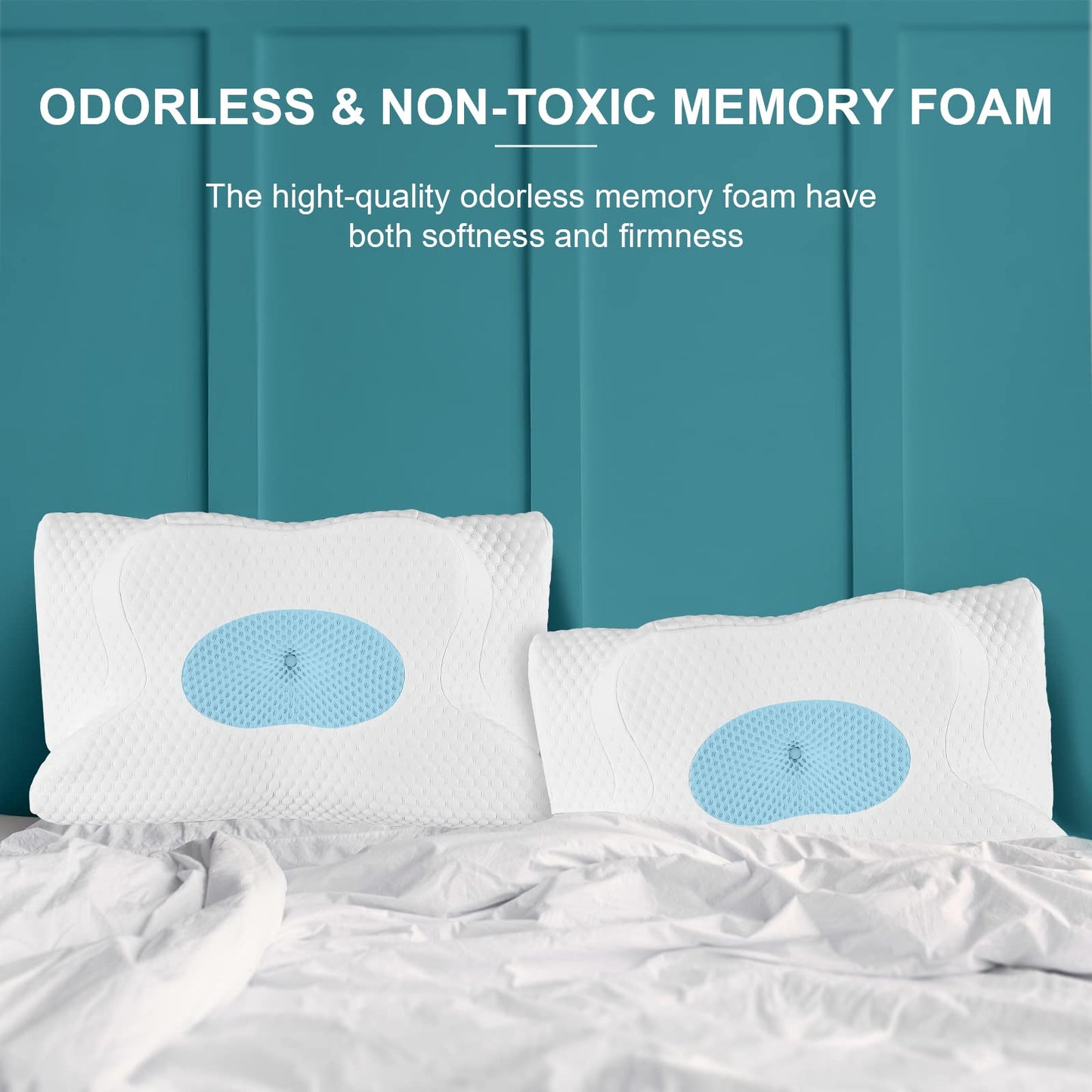 GOXIFACA Orthopedic Pillow, Memory Foam Ergonomic Pillow, Neck Support Pillow for Neck Pain, for Back and Side Sleepers, Improve Sleep Quality, 60 * 35 * 10/12cm