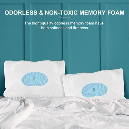 GOXIFACA Orthopedic Pillow, Memory Foam Ergonomic Pillow, Neck Support Pillow for Neck Pain, for Back and Side Sleepers, Improve Sleep Quality, 60 * 35 * 10/12cm