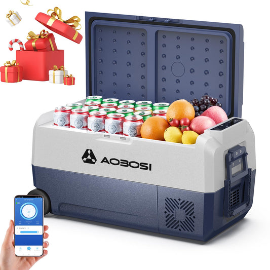 AAOBOSI Compressor Cool Box 36L, Car Fridge 12/24V and 100-240V Electric Cool Box, -20°C to 20°C compressor cool box for car, truck, boat, RV, camping, travel.