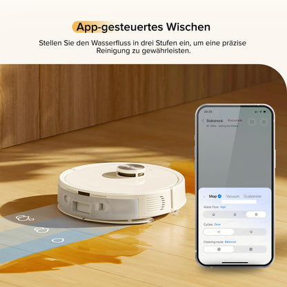 Roborock Q7 M5 robot vacuum with mopping function, 10,000Pa strong suction power, dual anti-tangle system, 150min runtime, LiDAR navigation, vacuum cleaner robot for carpet, pet hair, app control (white)