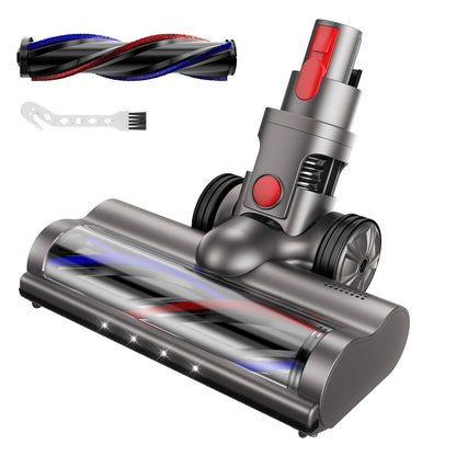 Electric motor Turbo floor brush head Compatible with Dyson V7 V8 V10 V11 V15, Direct drive electric brush floor nozzle accessory for hard floors and carpets (2 piece brush roller)