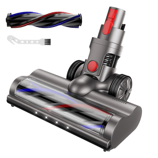 Electric motor Turbo floor brush head Compatible with Dyson V7 V8 V10 V11 V15, Direct drive electric brush floor nozzle accessory for hard floors and carpets (2 piece brush roller)