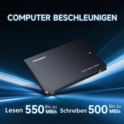 fanxiang S101 1TB SATA III 2.5-inch SSD Internal Hard Drive, 550MB/s Read, 500MB/s Write, SLC Cache & 3D TLC NAND, for laptops, desktop PCs, and gaming consoles, Black