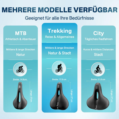 YOUNGDO bike saddle, comfortable & ergonomic design, new model with improved waterproofing, memory foam, breathable and shock-absorbing, for men & women