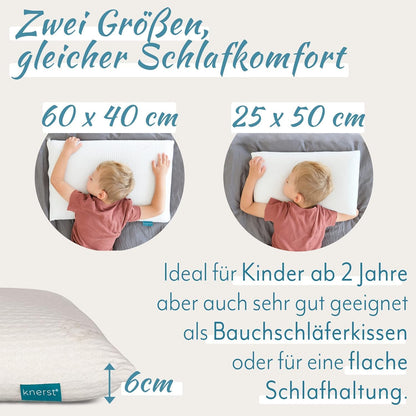 KNERST® Kids Pillow - Ergonomic Memory Foam Pillow for Children's Room - 40x60x6 cm Pillow perfect for kids - 40x60 Pillow for restful sleep including pillowcase - for children