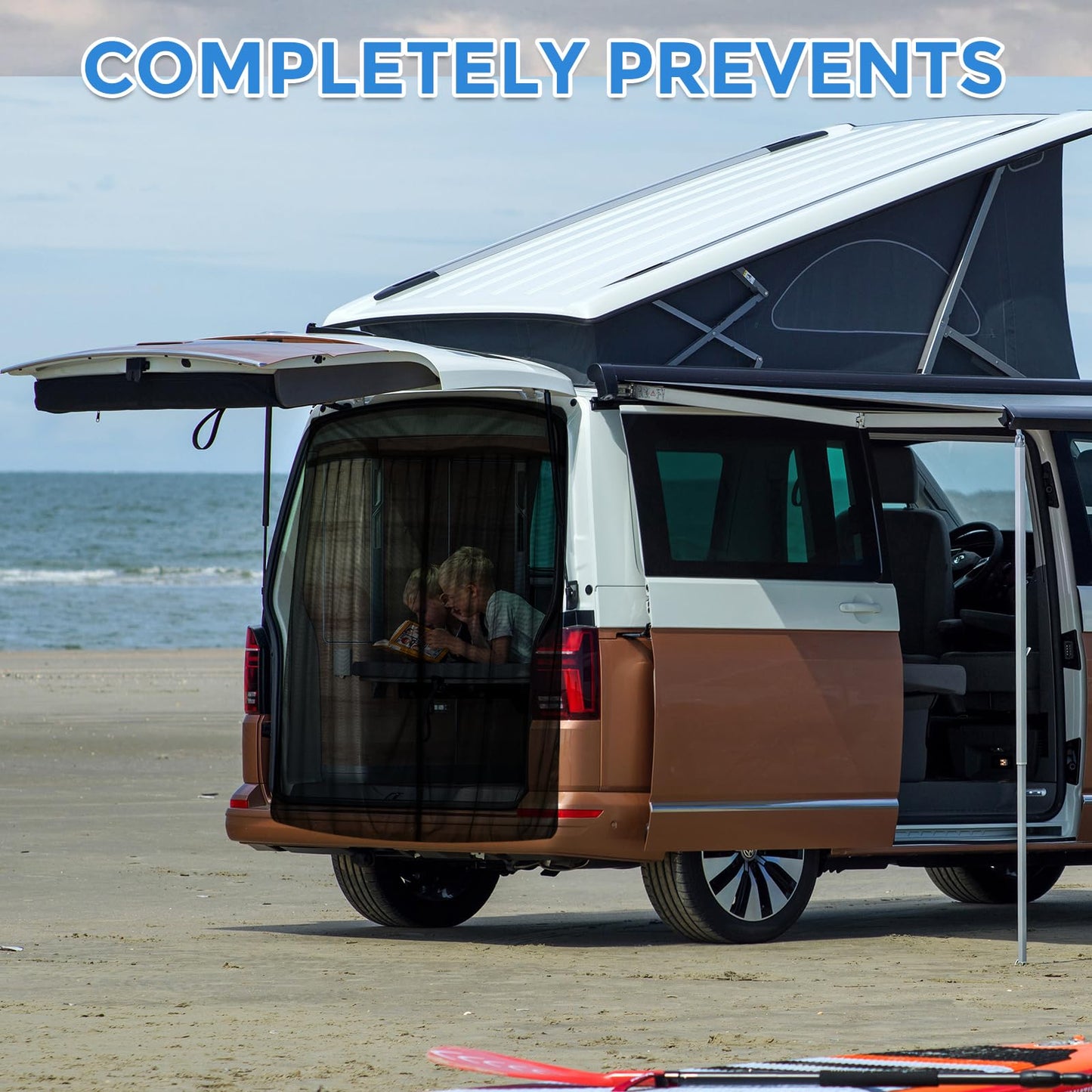 Opaltool Car Insect Net for Ford Transit Custom & Campervans, Magnetic Tailgate Rear Door Insect Screens with 4-Sided Magnets for Camping Privacy Protection.