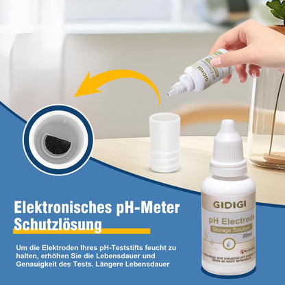 pH meter calibration solution kit, includes pH 4.00, 7.00, and pH electrode storage solution, pH calibration buffer solution 250 ml*2, pH probe storage solution 30 ml*1, pH tester accessories.