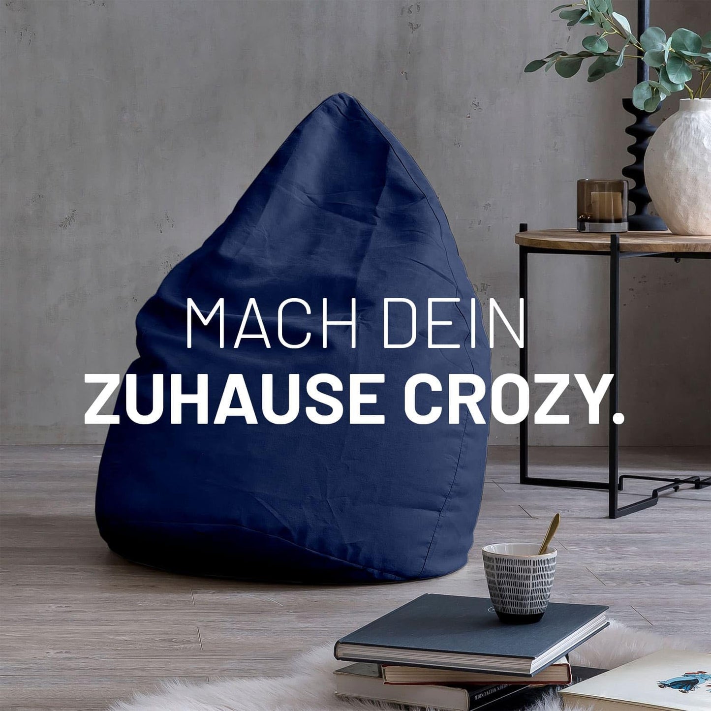 Lumaland bean bag chair Luxury 60x45cm | Microvelour beanbag with extra soft & durable fabric | For adults & children | Ideal for children's rooms | Armchair & chair bean bag [Dark Blue]