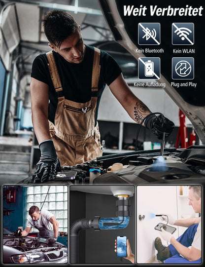 Endoscope camera with light, Ferdiiz 1920P HD Endoscope Camera for Phone with 8 LED, Waterproof IP67 Inspection Camera, No WiFi Needed Drain Camera for Android & iOS, Tablet - 32.8 ft/10 m