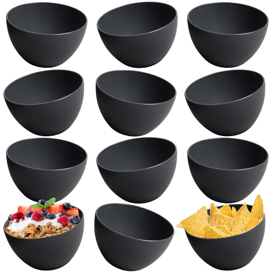 Household Cereal Bowls 12 piece set, shatterproof plastic bowls and dishes, can be used as soup bowls, bowls, and dessert bowls (Matte Anthracite Black, 12 x 750 ml)