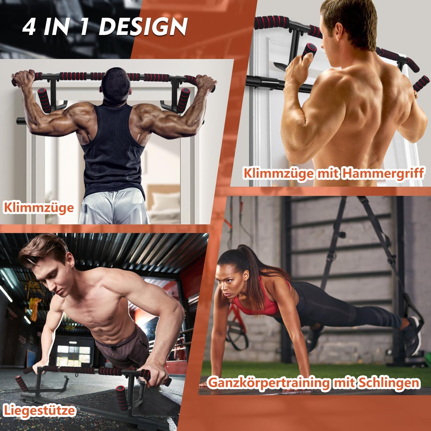 DH FitLife Pull Up Bar Doorway without Screws | Pull up bar Doorway | Bar gymnastics bar door bar for hanging | including suspension trainer | For door frames 70-92cm