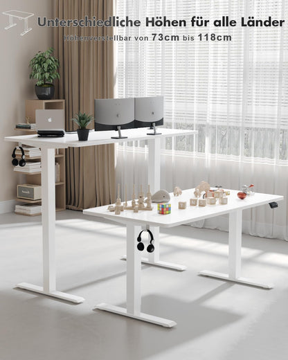 Devoko Height Adjustable Desk, Electric Standing Desk Adjustable Height Table, Sit-Stand Office Desk, Computer Desk with Memory Function, Standing Desk, Office Desk, 100 x 60 cm, White