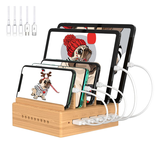 Alltripal charging station Multiple bamboo devices with 5 USB ports charger Multiple mobile phone charging station USB Multiple