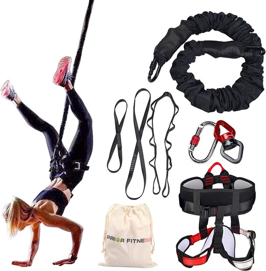 PRIOR FITNESS Bungee Fitness Equipment Set, heavy bungee resistance band, elastic dance bungee cord, bungee training device for home, gym, professional training equipment. (70KG)