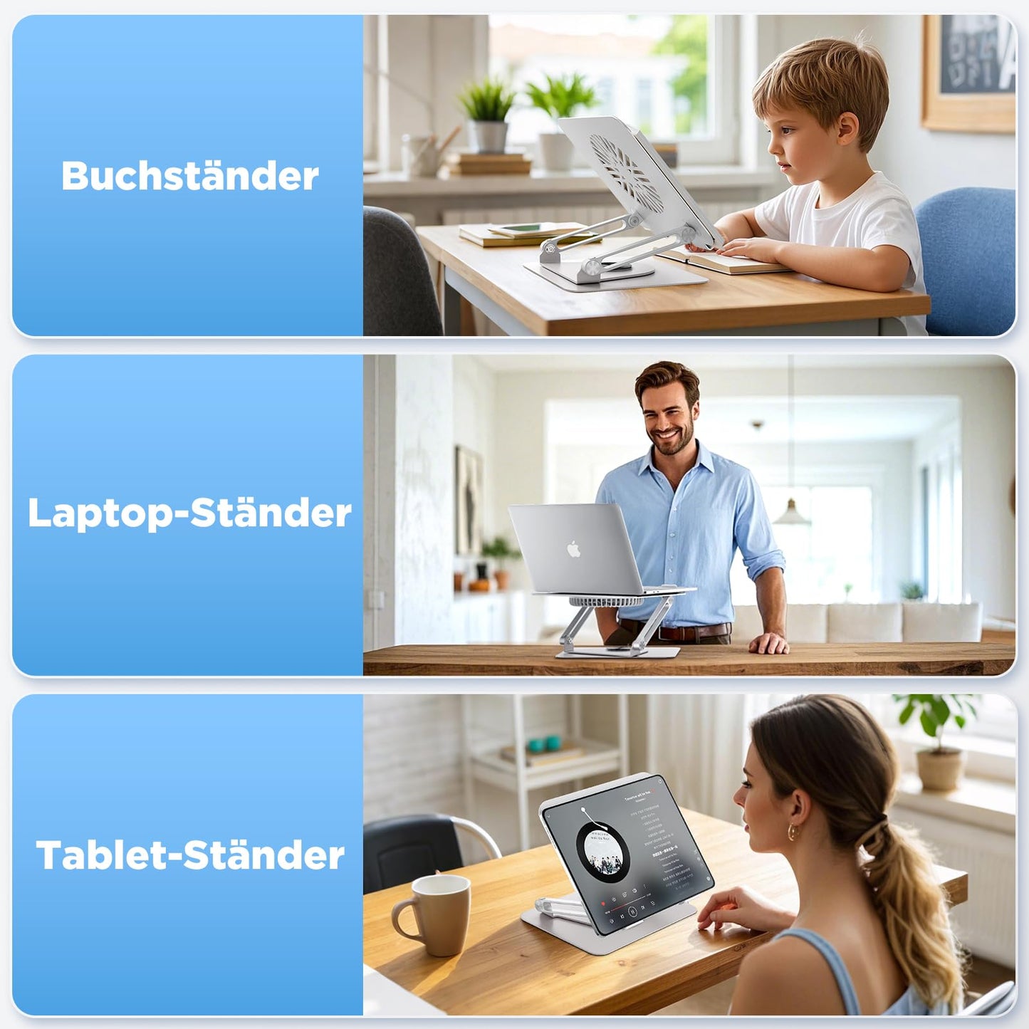 ICARE Laptop Stand with Magnetic RGB Laptop Cooler, 360° Rotatable, 10KG Weight Capacity and 18dB Quiet, Holder for Laptops and Tablets up to 16 inches