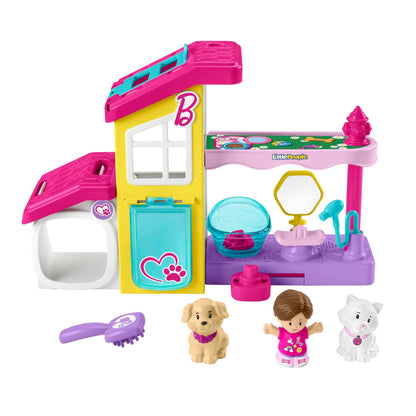 Fisher-Price Little People Barbie Toddler Playset and Animal Station with Spa and musical sounds, 4 pieces for kids ages 18 months and up, HJW76