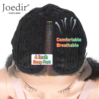 Joedir Lace Front Wigs 76CM long wavy synthetic wig deep part HD transparent lace with baby hair for women 130% density wigs (black)