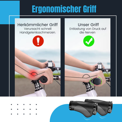 PRUNUS Bike Grips Ergonomic Short, Bike Grips Twist Shift, 22mm Bike Grips/Handlebar Grips with Double Lock-On Design, Handlebar Grips for MTB, Road Bike, BMX, Scooter, etc.