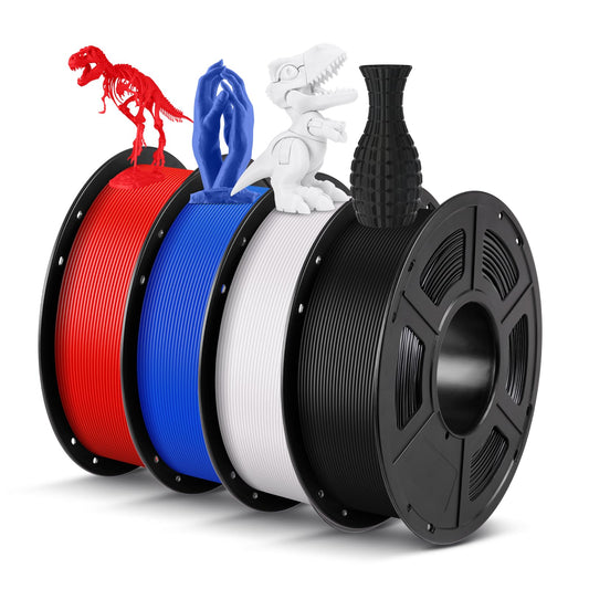 ANYCUBIC PLA Filament 1.75mm, 4KG 3D printer filament PLA, RFID for smart printing, Black &White & Blue & Red (4PCS)