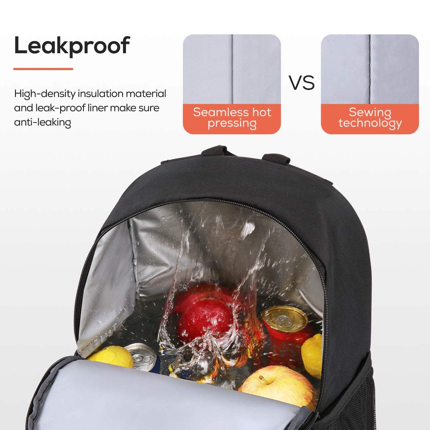 TOURIT Cooler Backpack 25L Waterproof cooler backpack Lightweight backpack for picnic, camping, hiking, BBQ Black