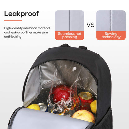 TOURIT Cooler Backpack 25L Waterproof cooler backpack Lightweight backpack for picnic, camping, hiking, BBQ Black