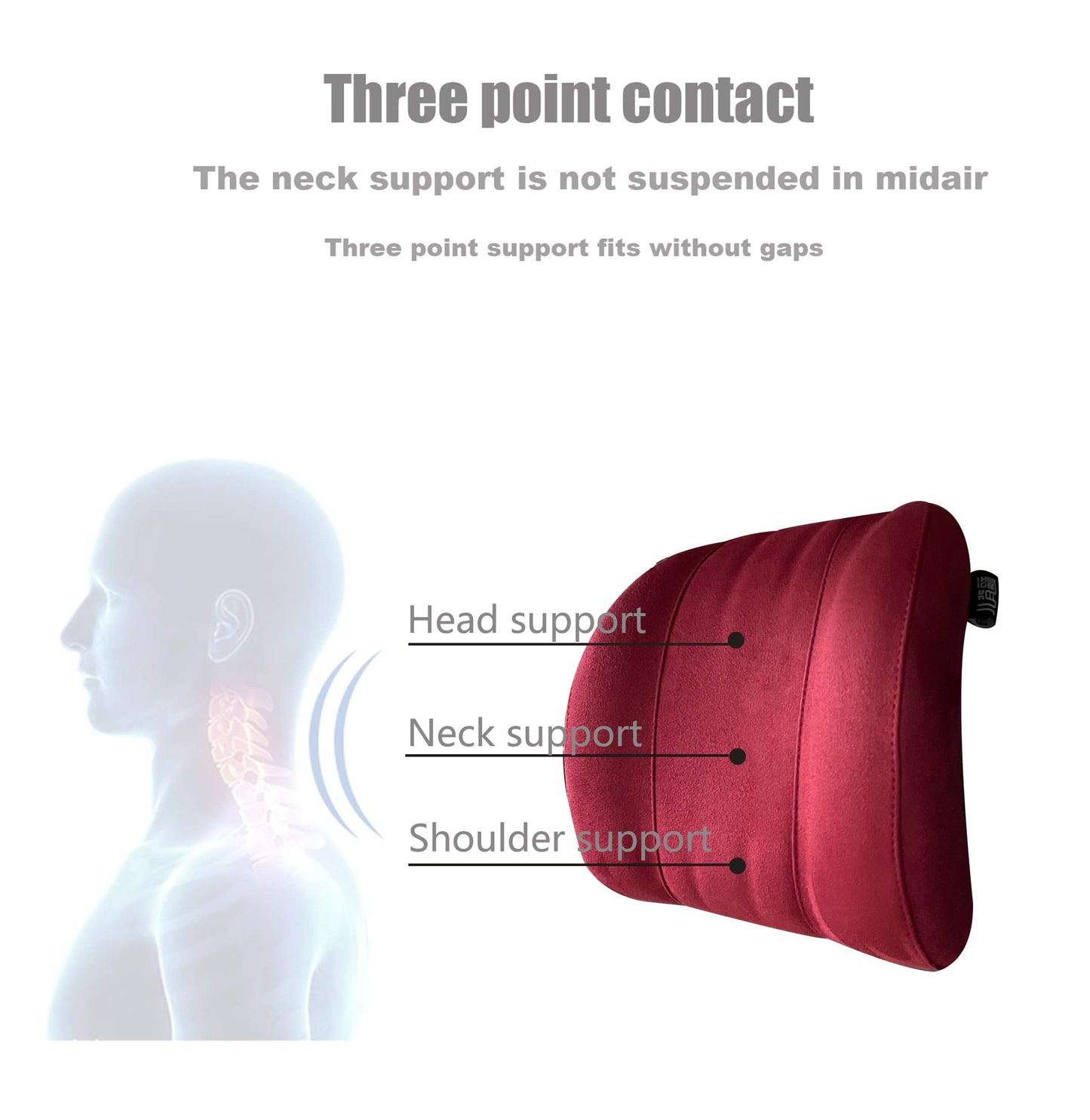 Forbell Auto Headrest Neck Pillow Accessory Cushion Memory Cotton Car Headrest Pillow Headrest Pillow for Car Suede (Wine Red)