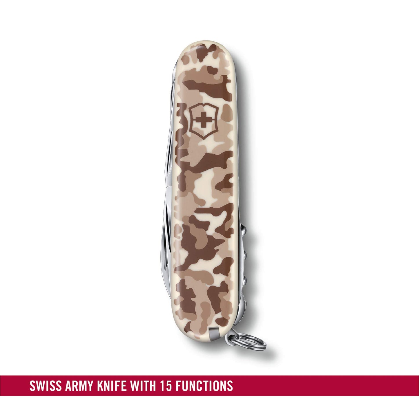 Victorinox Swiss Army Knife Huntsman, multitool with 15 functions, blade, corkscrew, can opener, foldable box, Desert Camouflage.