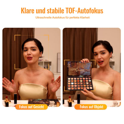 Angetube 4K webcam with light - streaming camera for PC with dual AI noise-cancelling microphone, auto-focus, and built-in privacy cover. USB 1080P 60FPS webcam for laptop and Mac.