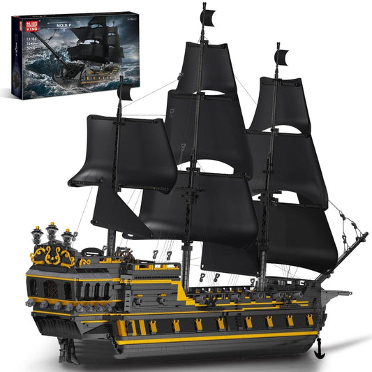 Mould King 13186 Black Pearl Pirate Ship Building Blocks Kit, 5266 pieces Large Sailboat Building Blocks Toy for Adults and Kids, STEM Technology Ship Building Blocks Kit Model.