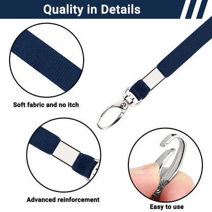 Segus lanyard blue, pack of 50 lanyards with metal clip, ideal for office, school, hospital, factory use.