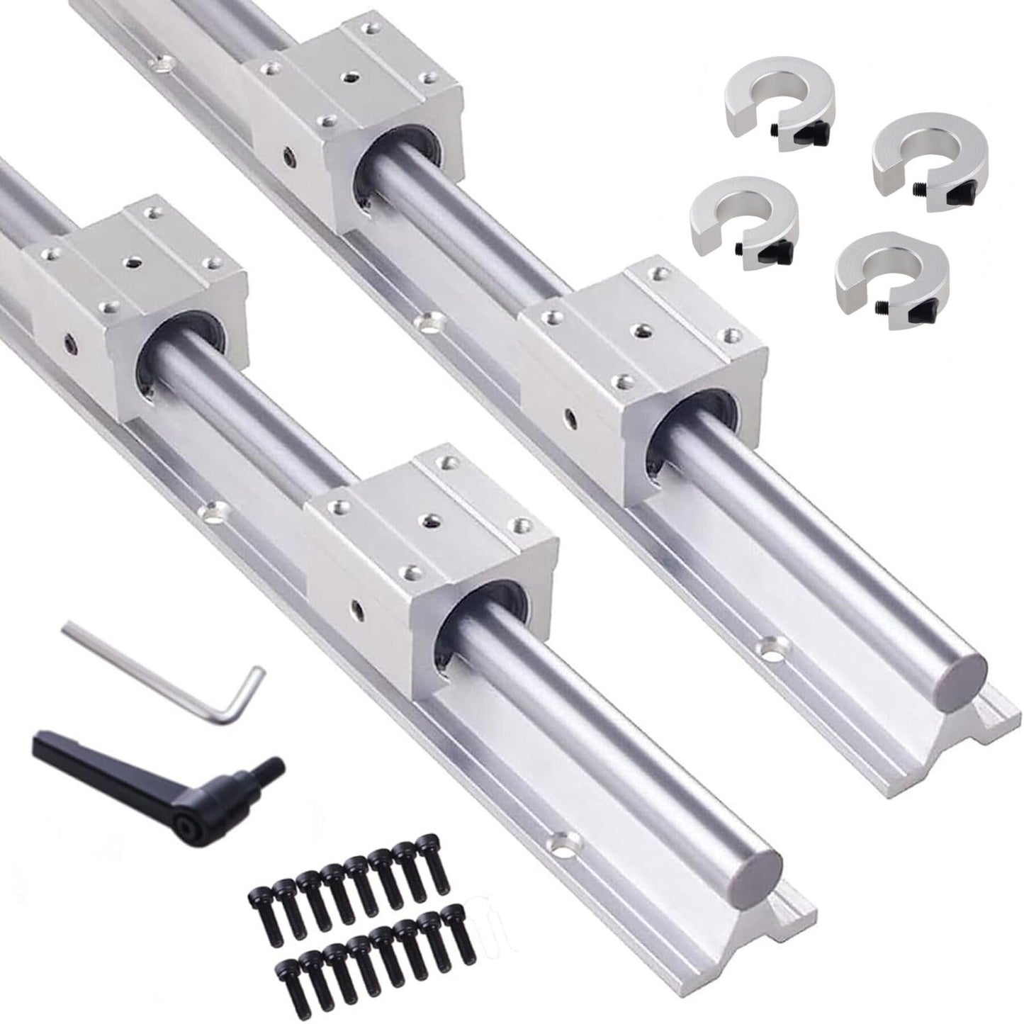 GooEquip linear guide SBR20 800mm 2 x linear rails and 4 x bearing blocks with SBR20 rail stops, linear rail length 800 mm linear rails for 3D printer CNC parts