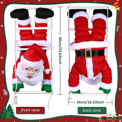 Climbing Santa Claus, Aceshop 34" Hanging Christmas Santa Decorations with LED light Christmas Ornaments Filled Plush Santa Claus Doll Gift for Christmas Decoration
