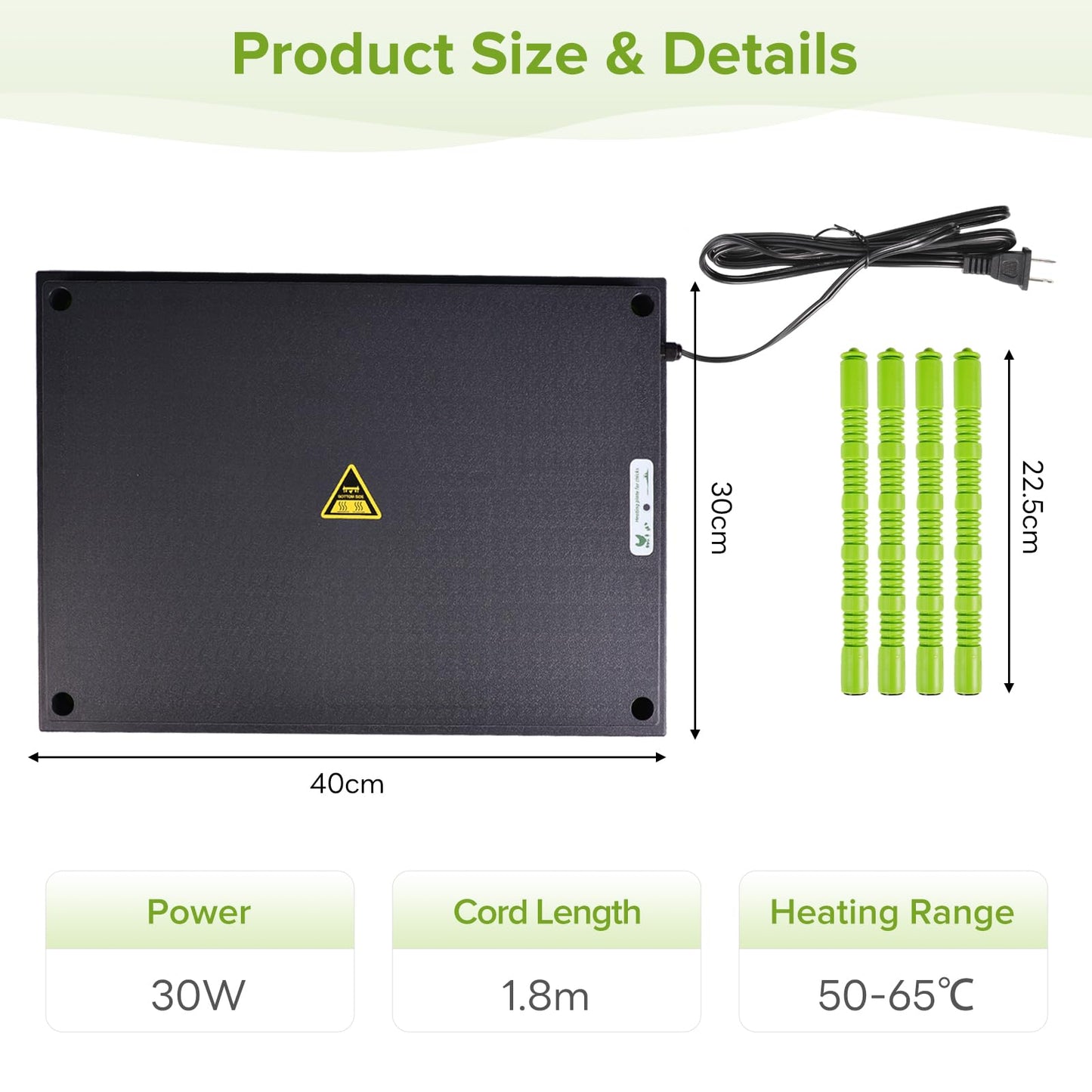 heninhill Heat Plate for Chicks 30x40cm Heating Plate Heat Lamp Adjustable height for Chickens Ducks Poultry Rearing (Black)