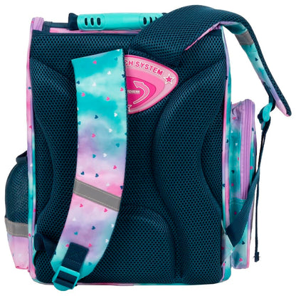Familando girls school bag set Sweet Puppy Love 8 pcs. with pencil case, lunch box, bottle, and rain cover cute dog puppies turquoise pink