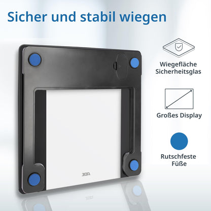 ADE Digital Body Fat Scale Ines up to 200 kg | Best in Test 2024 | Body scale with body fat analysis, BMI, muscle mass, body water, weight, BMR | Scale with user recognition | black