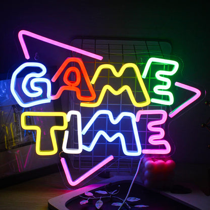 Game Time Neon Sign, Game Room Neon Light for Wall Decor, Gaming LED Sign powered by USB for Game Room, Gaming Area, Game Time, Home Decor