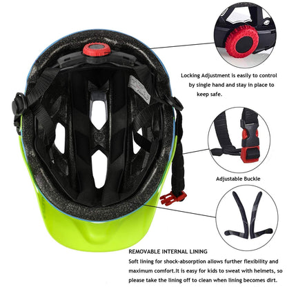 Exclusky kids bike helmet for boys and girls, suitable for BMX, skating, adjustable for ages 5-13, head circumference 50-57CM.