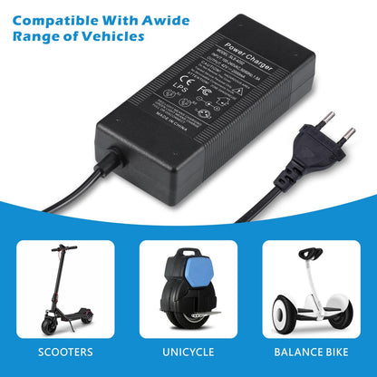 JIZZU Charger for Scooter, E Scooter Charger, 36 Volt 42V 2A AC Power Supply Bike, Hoverboard Charging Cable with 6 Connectors, Hoverboard Battery Electric Scooter Charger for Electric Scooter.
