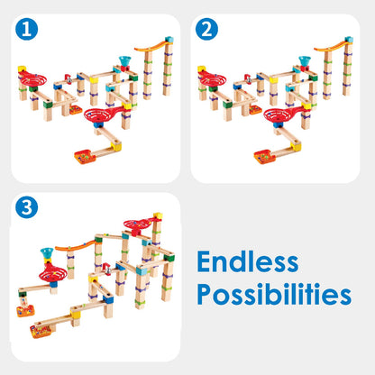 Hape Marble Run, construction toy made of FSC wood, ball track for ages 3 and up, $110.