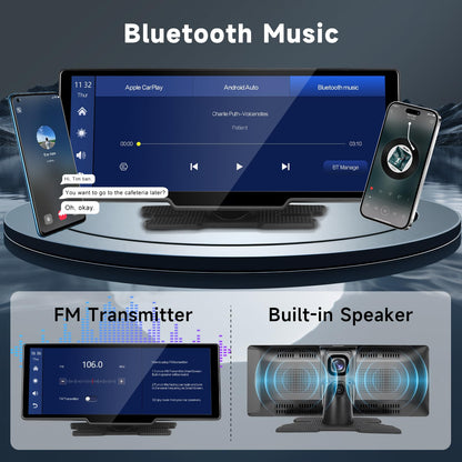 Hodozzy Car Radio Portable CarPlay Wireless Android Auto with Dashcam Front 9.3 Inch Touchscreen Display CarPlay Screen Car Bluetooth Digital Media Receiver Navigation Video Recording Rear View Camera