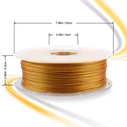 AMOLEN PLA 3D Printer Filament, 1.75mm, Frosted Copper (Real Gold, 1kg)