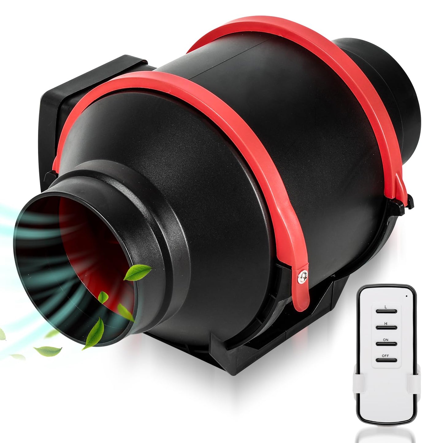 Herrselsam Smoke Extractor Pipe Fan 100mm Inline Duct Fan Exhaust Fan with variable speed control Duct Fan Ventilation Fan, for bathroom office grow tents home use