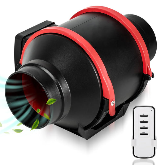 Herrselsam Smoke Extractor Pipe Fan 100mm Inline Duct Fan Exhaust Fan with variable speed control Duct Fan Ventilation Fan, for bathroom office grow tents home use