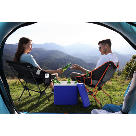 Sportneer folding camping chair, 6.6cm extendable, portable and lightweight with a weight capacity of 150kg. Small kids' foldable chair, perfect for picnics and outdoor activities. Color: black. Quantity: 2.