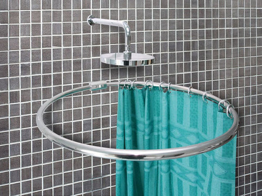 ALUMINUM ROD White ROUND Ø 80 cm SHOWER CURTAIN ROD ANGLE ROD FOR SHOWER CURTAIN Shower Ring Curtain Rod