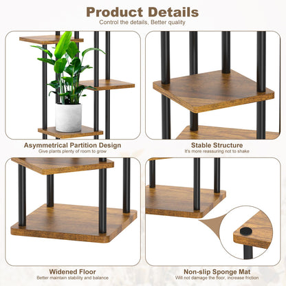 YOCOMEY 6-Tier Wooden Flower Rack Plant Stand, Multilayer Flower Shelf Plant Shelf Flower Bench Flower Staircase Plant Staircase Display Shelf for Indoor Garden Balcony Decor (Black)